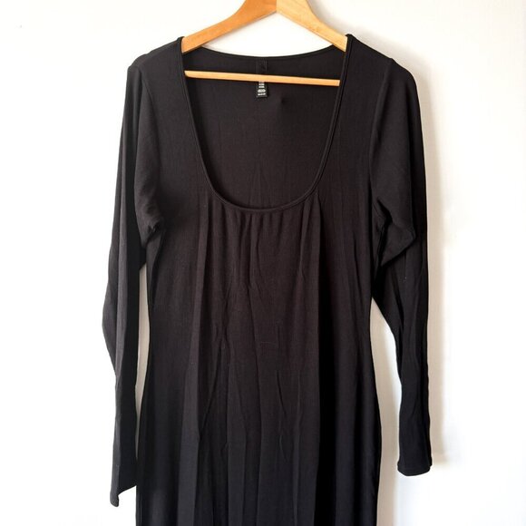 Skims Soft Lounge Long Sleeve Dress Ribbed Onyx Black Size 2XL - Picture 6 of 7